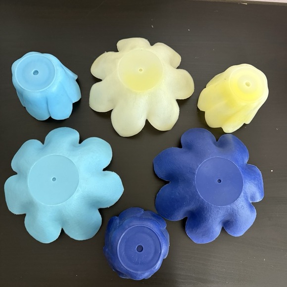 Vintage Lotus Lite Floating Pool Candle Holder Set of 3 Blue Candle-Glo Made USA